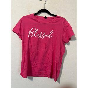 Blessed Hot Pink Women Short Sleeve Lightweight T Shirt Sz L